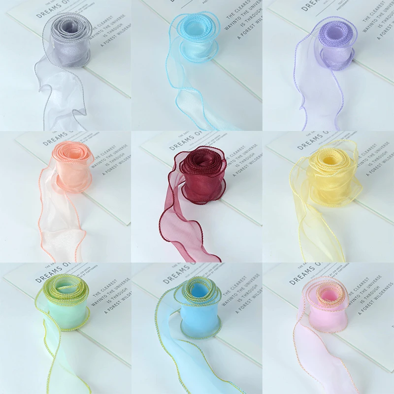 

5M*6CM Wave Silk Organza Ribbon Bow Material Hair Ornament Gift Wrapping Lace Ribbon DIY Craft Sewing Fabric Clothing Decoration