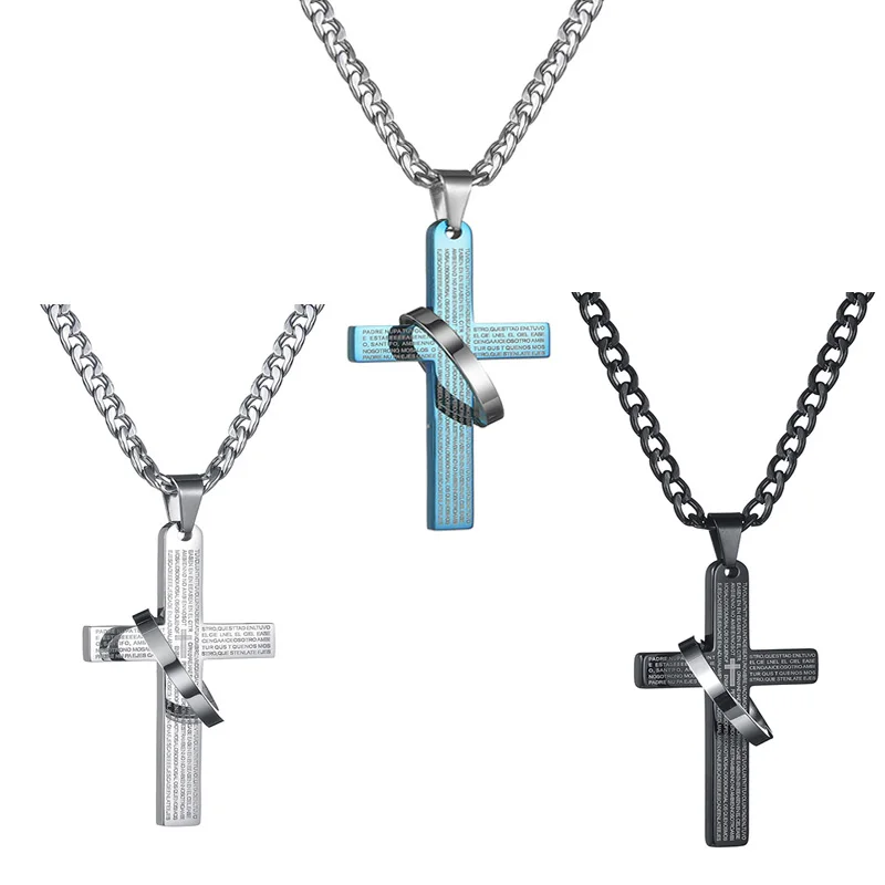 Dropshiping Stainless Steel Cross With Circle Pendant Necklaces Christ Cruz Letter Bible Necklace For Men Women Chain Jewelry
Dropshiping Stainless Steel Cross With Circle Pendant Necklaces Christ Cruz Letter Bible Necklace For Men Women Chain Jewelry