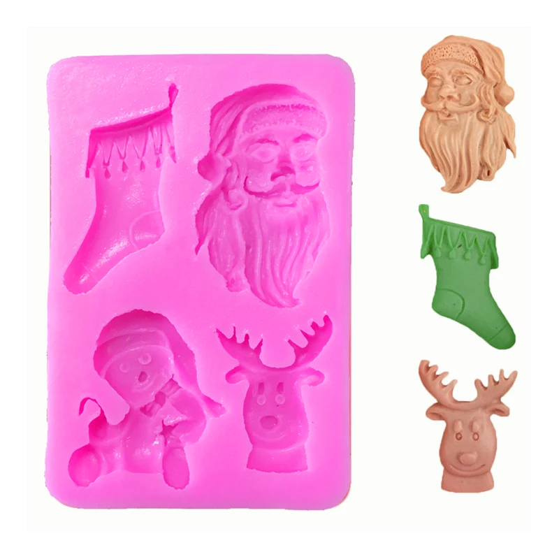 

Snowflake Santa Elk Sock Cooking Tools Fondant Silicone Mold Chocolate For Baking Of Cake Decorating Candy Sugar Kitchen Ware