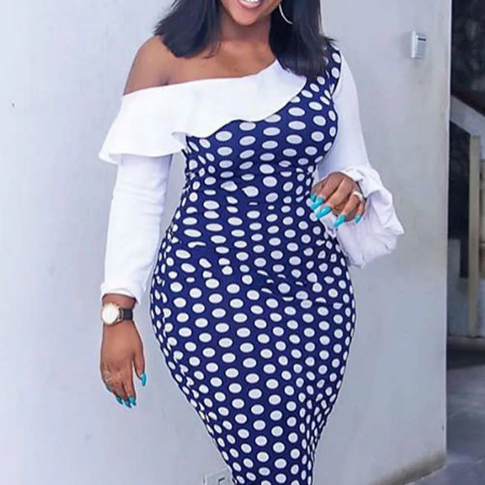 Fall Spring Women Clothes Sexy Cold Shoulder Ruffle Patchwork Color Block Long Sleeve Bodycon Polka Dot Print Midi Dress Party
Fall Spring Women Clothes Sexy Cold Shoulder Ruffle Patchwork Color Block Long Sleeve Bodycon Polka Dot Print Midi Dress Party