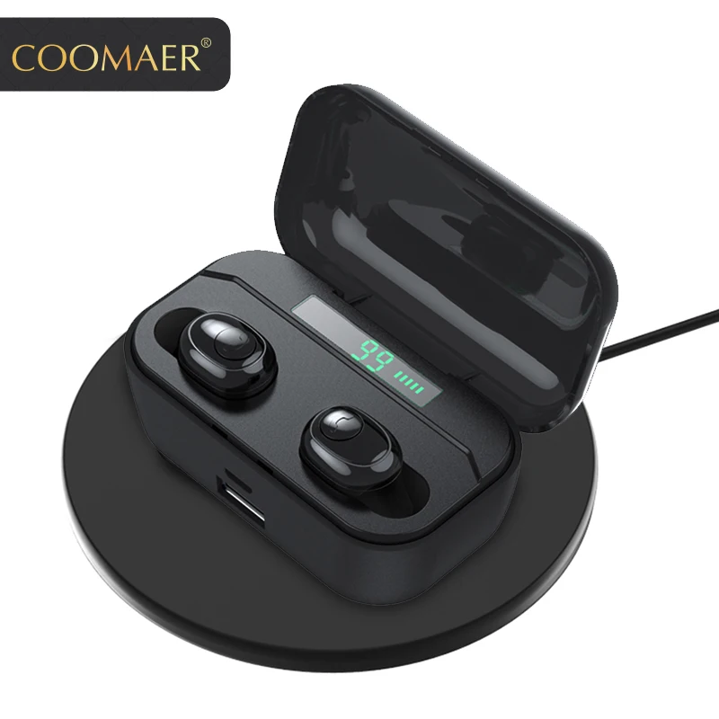TWS Беспроводная bluetooth гарнитура с беспроводной зарядкой Bluetooth 5 0 IPX7