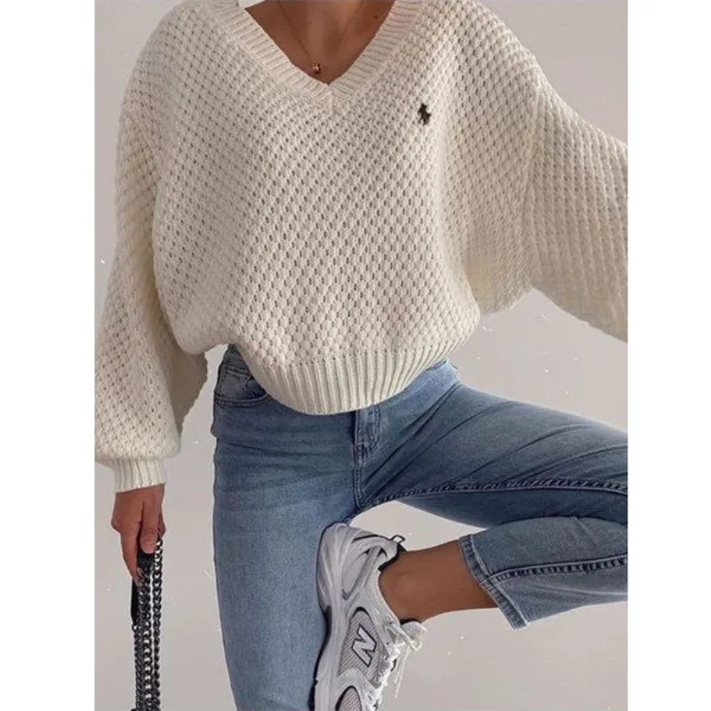 2021 New Knited Loose Sweaters Women Casual Solid V Neck Long Sleeve Embroidery Tops Female Summer Harajuku Plus Size Sweater
2021 New Knited Loose Sweaters Women Casual Solid V Neck Long Sleeve Embroidery Tops Female Summer Harajuku Plus Size Sweater