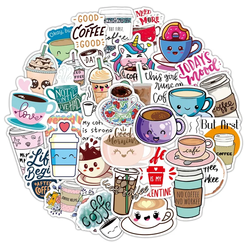50Pcs Cute Cartoon Coffee Stickers Vinyl Waterproof Stickers for Laptop Luggage Guitar Bike Skateboard Car DIY Graffiti Stickers
50Pcs Cute Cartoon Coffee Stickers Vinyl Waterproof Stickers for Laptop Luggage Guitar Bike Skateboard Car DIY Graffiti Stickers
