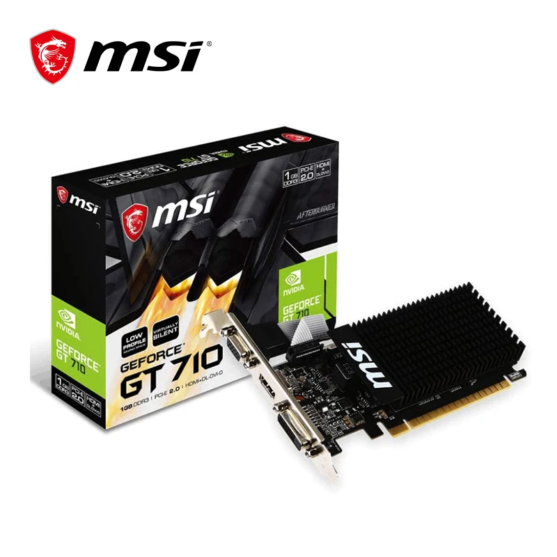 

MSI GAMING GeForce GT 710 1 ГБ GDRR3 64-разрядная HDCP поддержка DirectX 12 OpenGL 4,5 радиатор Низкопрофильная графическая карта GT710 1GD3H LP