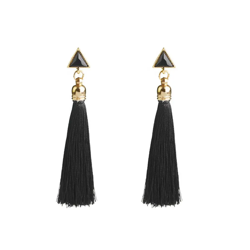 Bohemian Crystal Long Tassel Earrings Black Blue Red Pink Silk Fabric Drop Dangle Earrings Women Jewelry For Party Beach
Bohemian Crystal Long Tassel Earrings Black Blue Red Pink Silk Fabric Drop Dangle Earrings Women Jewelry For Party Beach