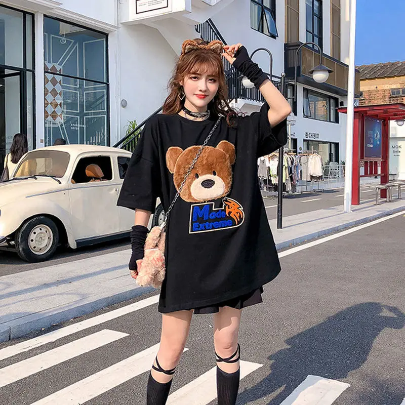 2021 Couples Summer Bear Embroidery Short-sleeved T-shirt Women Half-sleeved Top Woman Tshirts
2021 Couples Summer Bear Embroidery Short-sleeved T-shirt Women Half-sleeved Top Woman Tshirts