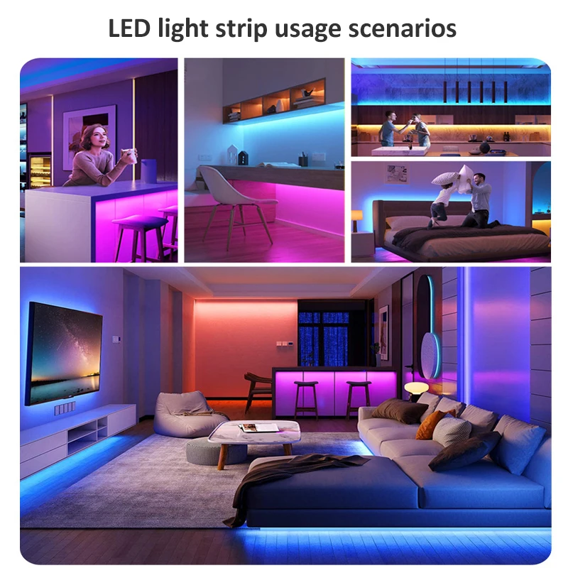 LED Strips Lights Bluetooth Led RGB 5050 Flexible Tape Diode 10M 15M DC 12V Remote Control+Adapter Blacklight Lef Bedroom | Лампы и