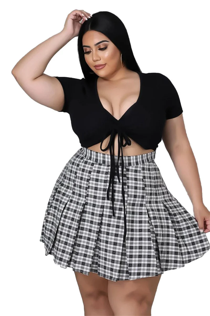 Женская одежда в стиле ретро, короткий рукав, кружевной кроп-топ в клетку, модель 2021, комплект из двух предметов 
Женская одежда в стиле ретро, короткий рукав, кружевной кроп-топ в клетку, модель 2021, комплект из двух предметов