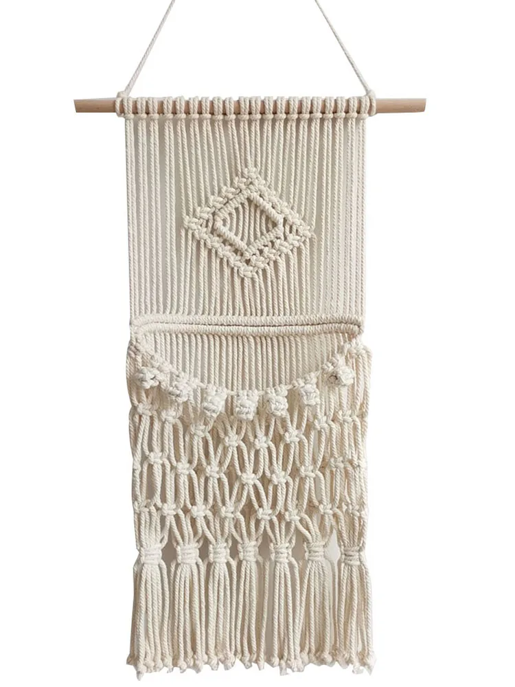 

Macrame Apartment Magazine Storage Wall Hanging Handwoven Tapestry Bohemian Home Cotton Decor Nordic Style Ornament Organizer