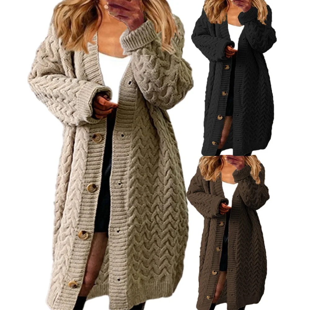 Lady Tops 2021 Knitted Sweater Jumper Autumn Winter Women Knitted Cardigan Coats Casual Loose Pocket Female Full Sleeve Cardigan
Lady Tops 2021 Knitted Sweater Jumper Autumn Winter Women Knitted Cardigan Coats Casual Loose Pocket Female Full Sleeve Cardigan