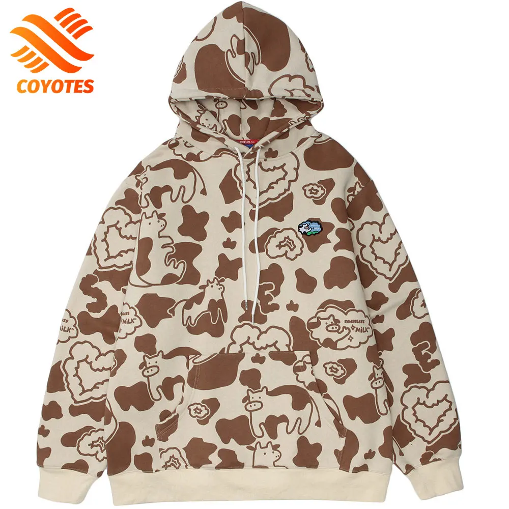 COYOTES Hoodies Women Cartoon Cow Embroidery Color Block Print Hoodie Men Loose Casual Harajuku Pullover Couple Streetwear
COYOTES Hoodies Women Cartoon Cow Embroidery Color Block Print Hoodie Men Loose Casual Harajuku Pullover Couple Streetwear