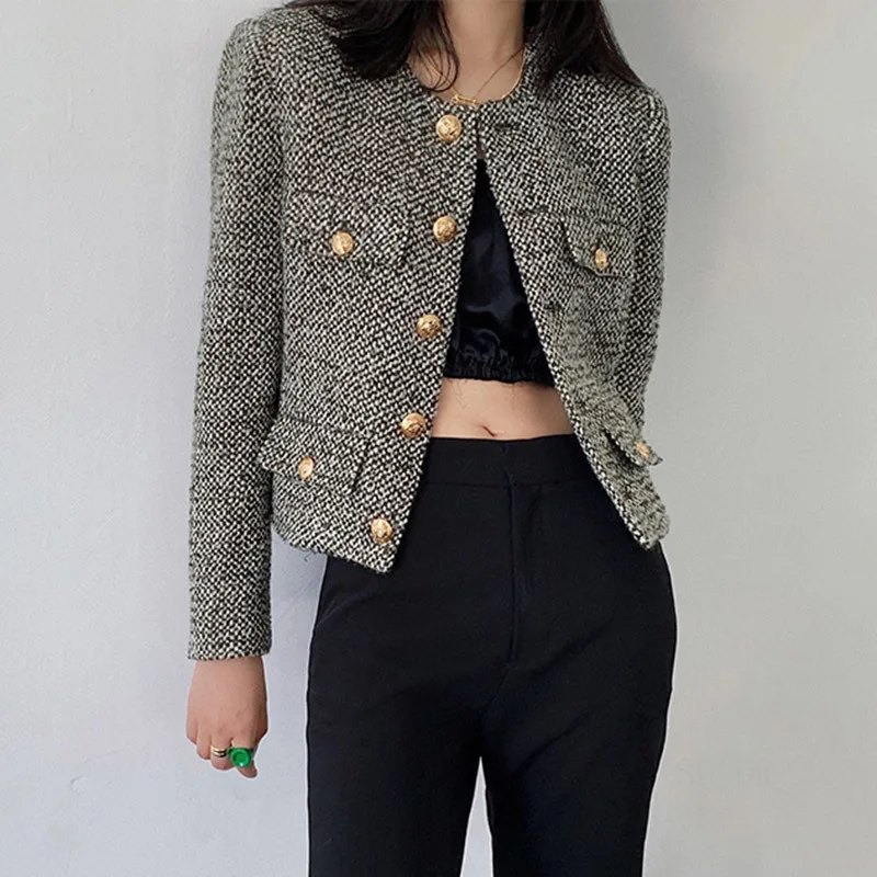 Vintage Plaid tweed Coat Women cropped Jackets 2021 Fall Runway retro clothes OL o neck Single Breasted Short coat Outwear
Vintage Plaid tweed Coat Women cropped Jackets 2021 Fall Runway retro clothes OL o neck Single Breasted Short coat Outwear