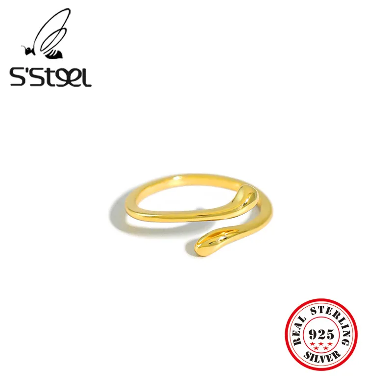 S'STEEL Korean 925 Sterling Silver Ring For Women Minimalist Water Drop Gold Ring Adjustable Anillo Plata 925 Mujer Fine Jewelry 
S'STEEL Korean 925 Sterling Silver Ring For Women Minimalist Water Drop Gold Ring Adjustable Anillo Plata 925 Mujer Fine Jewelry