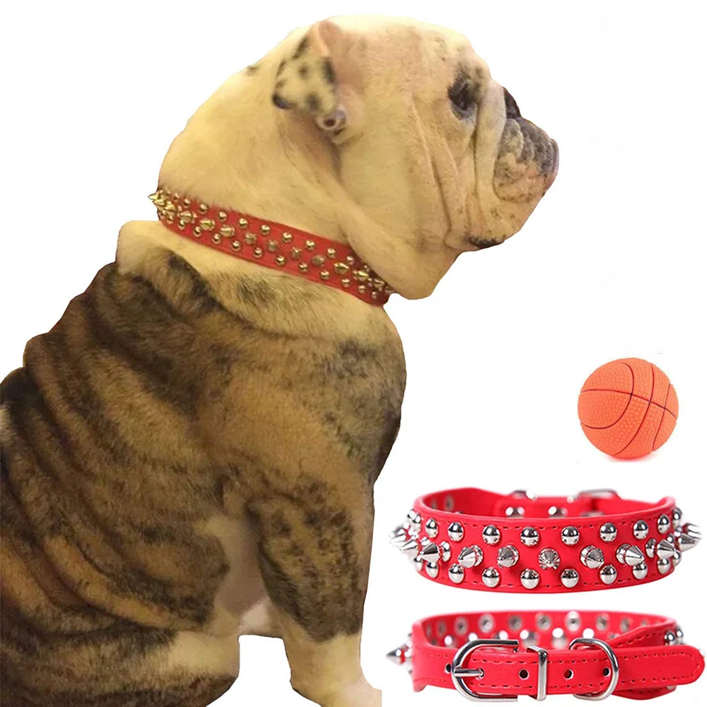 

PU Leather Anti-bite Rivet Pet Dog Collar Bulldog Pug Puppy Big Dog Collar Pet Supplies Cat Collar Puppy Accessories