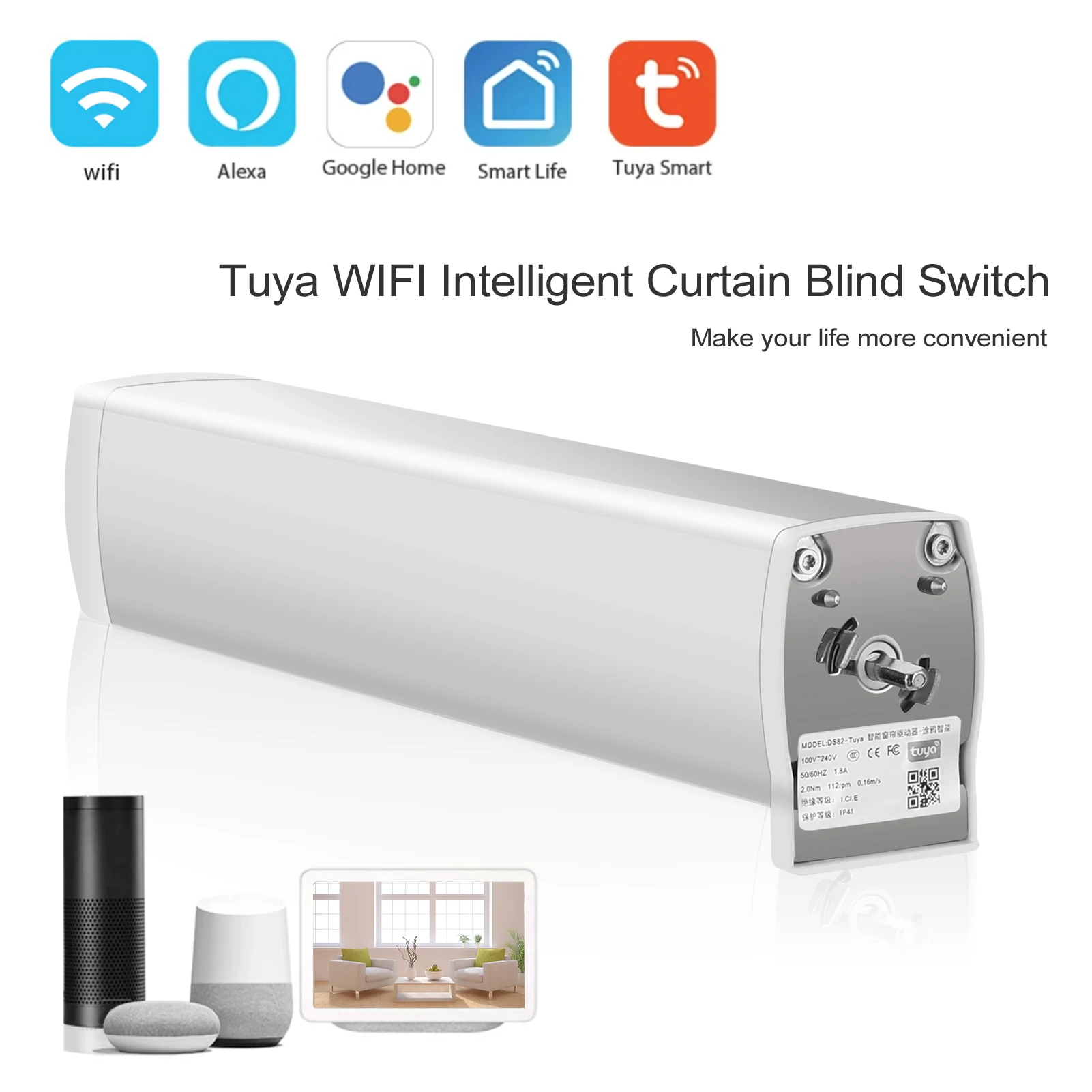 Tuya Smart WIFI Curtain Blind Motor Motorized Chain Roller Blind Pull Bead Electric Curtain Motor Compatible with Alexa Google
Tuya Smart WIFI Curtain Blind Motor Motorized Chain Roller Blind Pull Bead Electric Curtain Motor Compatible with Alexa Google