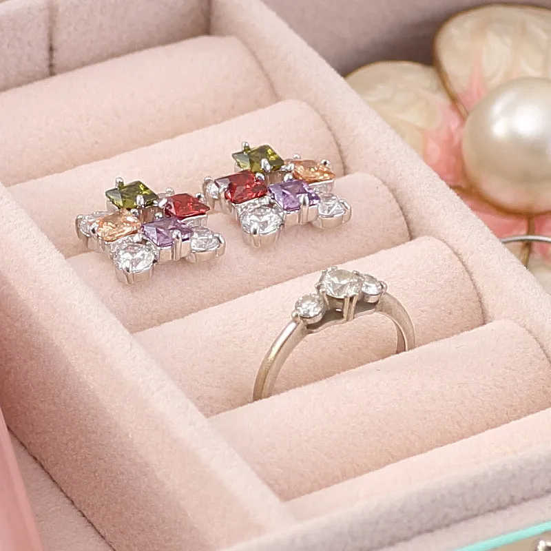 Korean Floral Print Jewelry Box Organizer Travel Portable Leather Ring Bracelet Earring Display Storage Box Case with Mirror
Korean Floral Print Jewelry Box Organizer Travel Portable Leather Ring Bracelet Earring Display Storage Box Case with Mirror