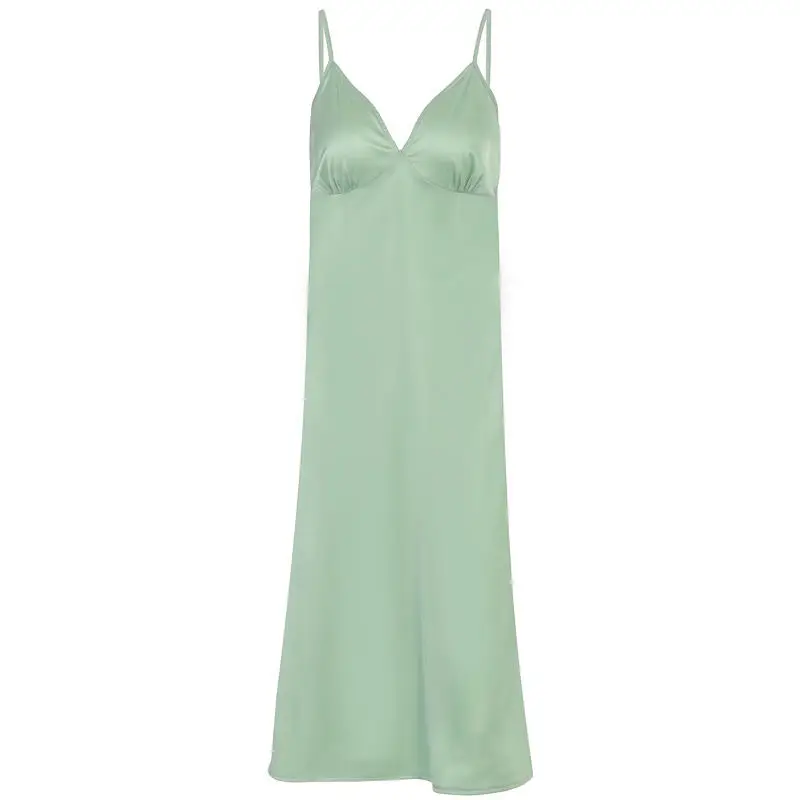 2021 Summer Solid Color V-neck Satin Suspender Sexy Long Dress Women Straight Pajamas Party Dresses
2021 Summer Solid Color V-neck Satin Suspender Sexy Long Dress Women Straight Pajamas Party Dresses