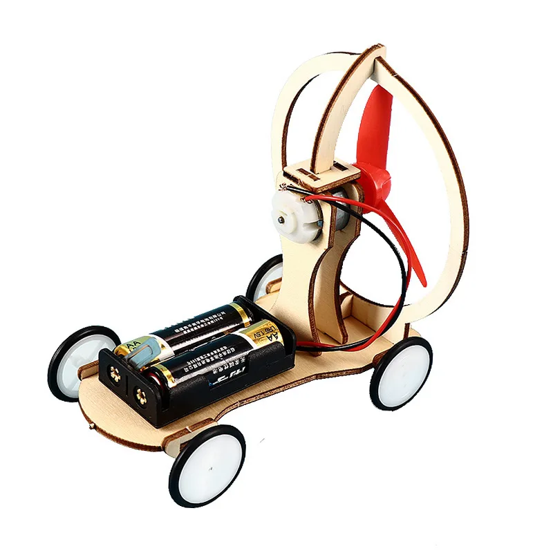 

New product diy electric wind car wooden aerodynamic racing technology production scientific small experiment educational toy