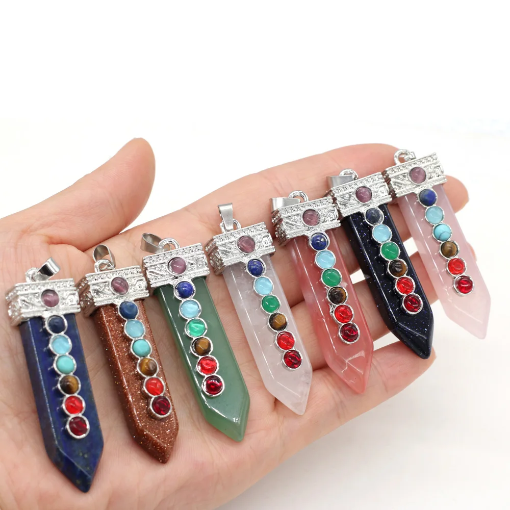 Natural stone Pendant Sword shape Seven Chakra Reiki Healing Exquisite charms For jewelry making DIY Necklace accessories13x55mm
Natural stone Pendant Sword shape Seven Chakra Reiki Healing Exquisite charms For jewelry making DIY Necklace accessories13x55mm