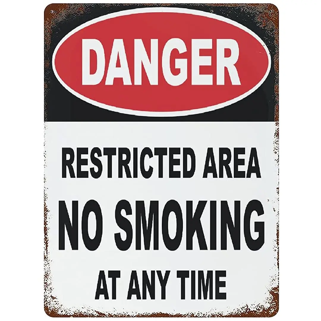Retro Metal Sign Danger Restricted Area No Smoking at Any Time Street Aluminum Signs for Indoor Outdoor and Road Wall Decoration
Retro Metal Sign Danger Restricted Area No Smoking at Any Time Street Aluminum Signs for Indoor Outdoor and Road Wall Decoration