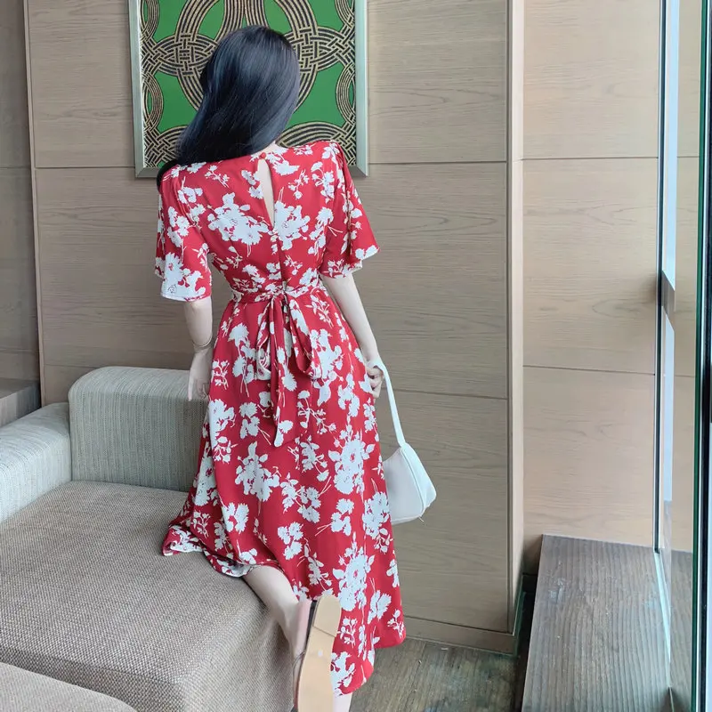 Women Summer Red Flower Chiffon Wrap Dresses Romantic Short Mandarin Sleeve V-Neck Lace Up High Waist Calf Length One Piece 4XL
Women Summer Red Flower Chiffon Wrap Dresses Romantic Short Mandarin Sleeve V-Neck Lace Up High Waist Calf Length One Piece 4XL