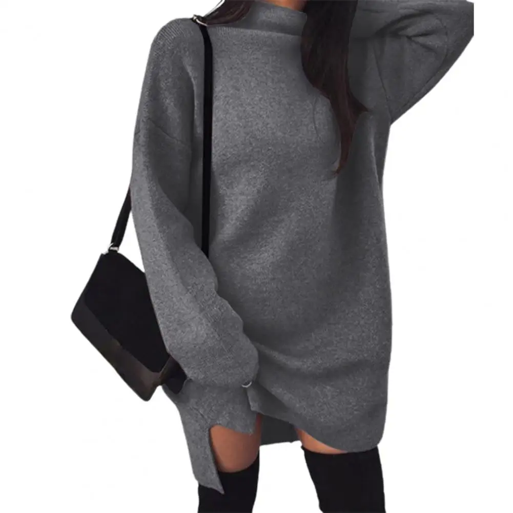 Women Sweatshirt Dress Solid Color High Collar Casual Side Split Knitted Autumn Mini Dress for Elegant Lady Mid-length Dresses
Women Sweatshirt Dress Solid Color High Collar Casual Side Split Knitted Autumn Mini Dress for Elegant Lady Mid-length Dresses