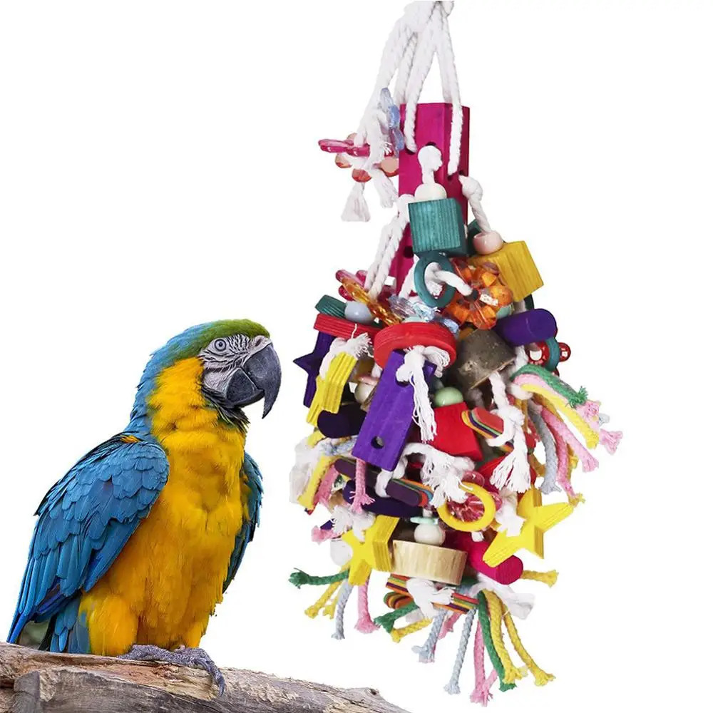 Large Bird Toy Parrot Chew Toy Bird Chewing Toy Multicolored Wooden Blocks Tearing Toys for African Grey Parrot Birds
Large Bird Toy Parrot Chew Toy Bird Chewing Toy Multicolored Wooden Blocks Tearing Toys for African Grey Parrot Birds