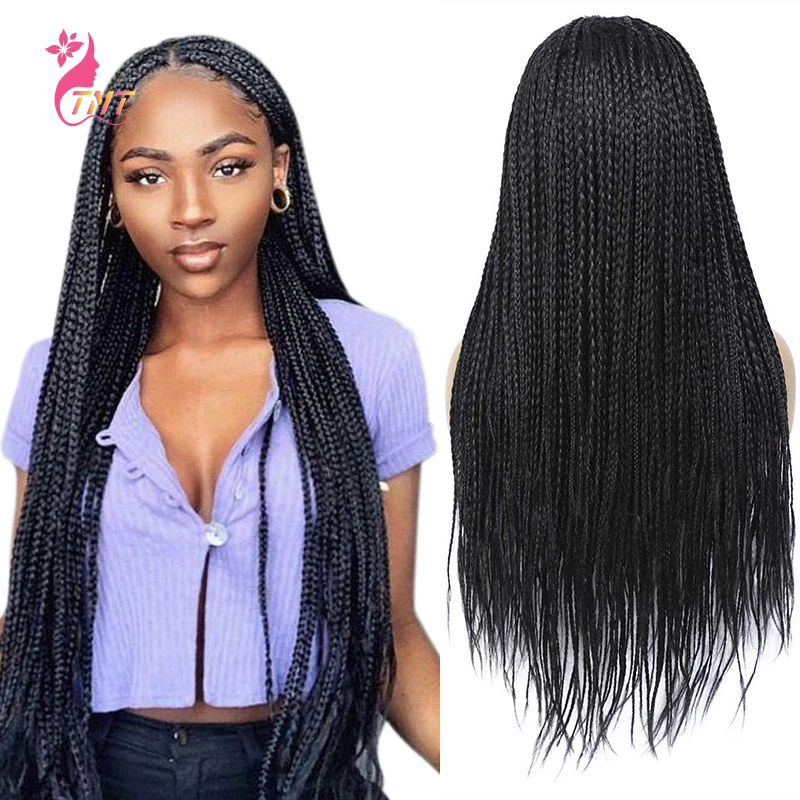26Inch Synthetic Long Wig Black Micro Box Braided Wigs For Black Women Crochet Braiding Hair Heat Resistant Long Wigs
26Inch Synthetic Long Wig Black Micro Box Braided Wigs For Black Women Crochet Braiding Hair Heat Resistant Long Wigs
