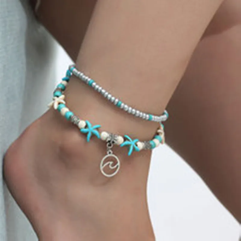 

Sea Turtle Starfish Beach Shell leg Anklet ankle anklets Bracelet For Women boho barefoot sandals Bracelets fashion jewelry