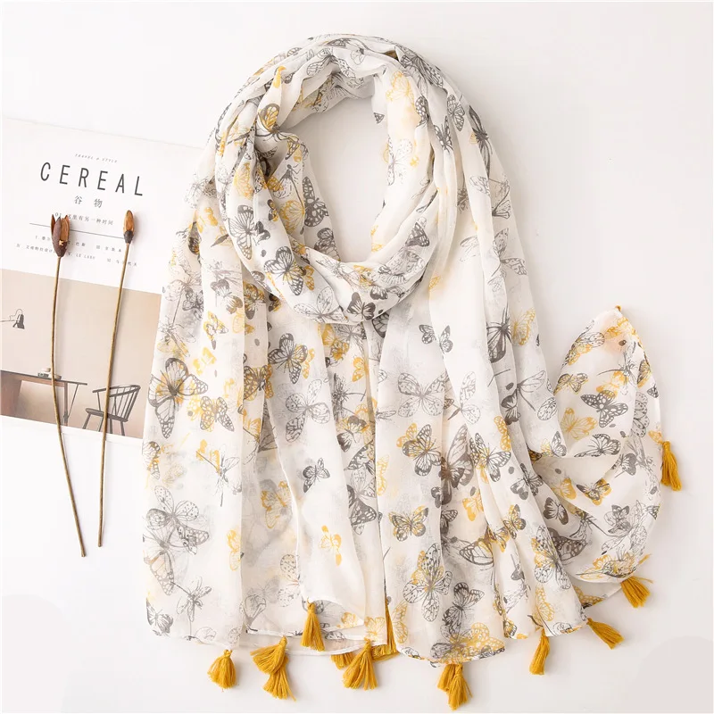 Ladies New Butterfly Pattern Scarf Spring Summer Autumn Cotton Long Shawl oversize with Tassel Muslim Hijabs Scarf Soft foulard
Ladies New Butterfly Pattern Scarf Spring Summer Autumn Cotton Long Shawl oversize with Tassel Muslim Hijabs Scarf Soft foulard