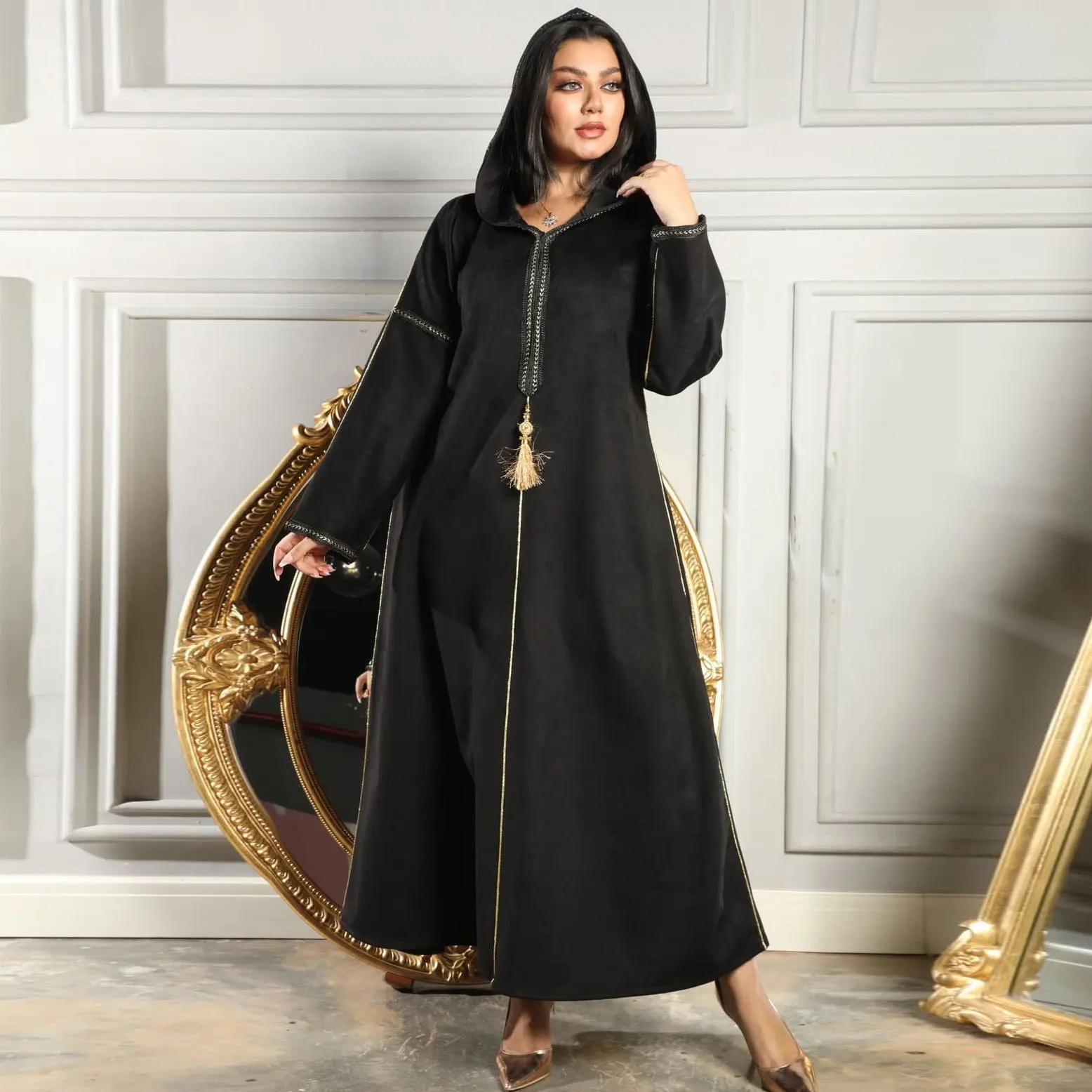 Muslim Fashion Winter Deerskin Velvet Dress Middle East Dress Skirt Long Tassel Hooded Robe Women Velvet Kimono Abaya Dubai
Muslim Fashion Winter Deerskin Velvet Dress Middle East Dress Skirt Long Tassel Hooded Robe Women Velvet Kimono Abaya Dubai