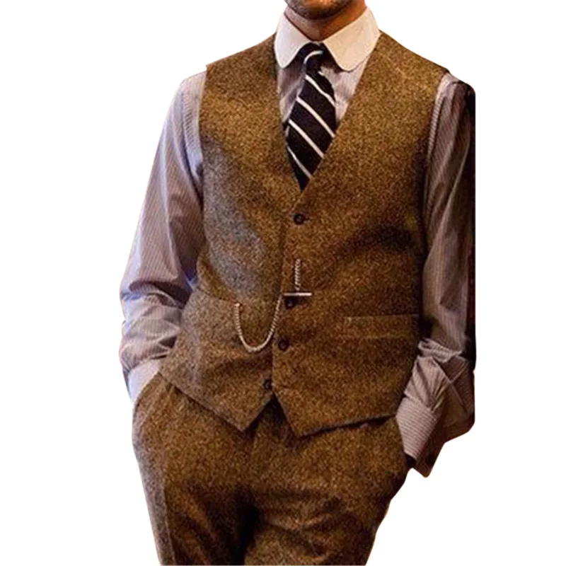 New Mens Classic Herringbone Tweed Dress Vests Retro Style Chain Decoration Waistcoat Men Slim Fit Sleeveless Gilet Homme S-3XL
New Mens Classic Herringbone Tweed Dress Vests Retro Style Chain Decoration Waistcoat Men Slim Fit Sleeveless Gilet Homme S-3XL