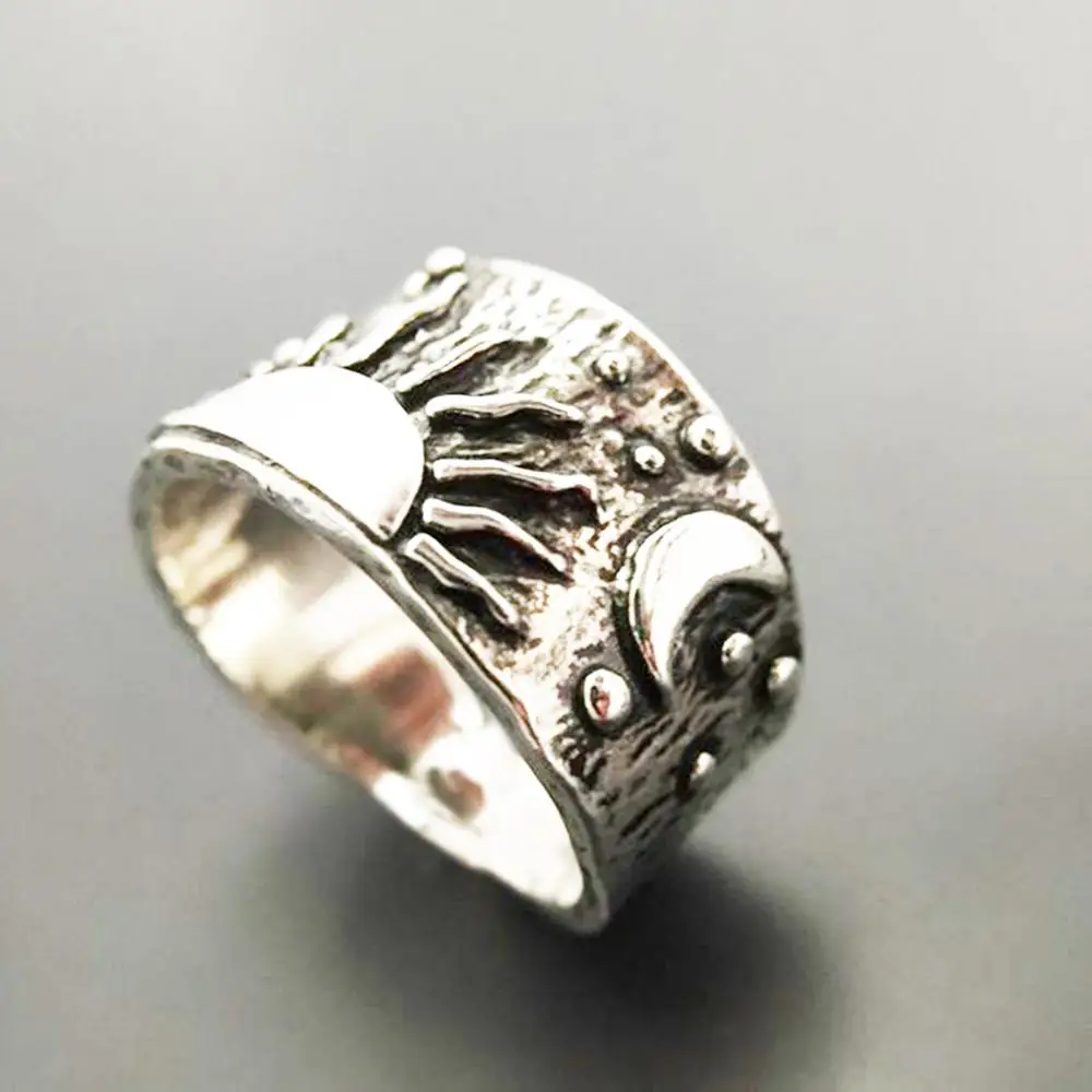 Vintage Punk Trendy Men's Sun and Moon Silver Color Ring Cyclist Engagement Party Jewelry Gift
Vintage Punk Trendy Men's Sun and Moon Silver Color Ring Cyclist Engagement Party Jewelry Gift