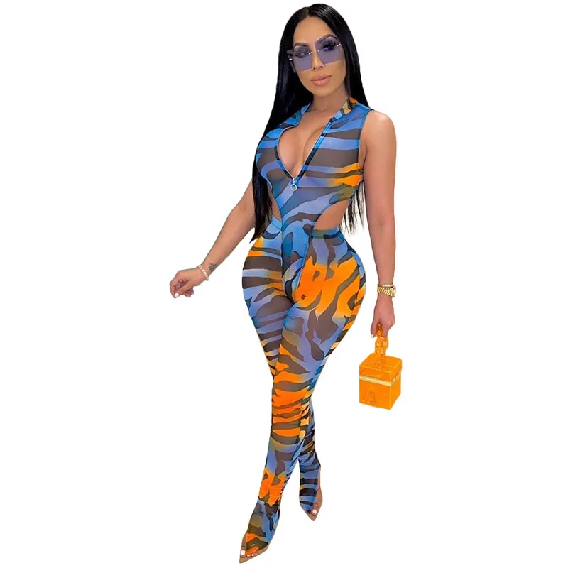 Print Perspective Mesh Sexy Two Piece Set Women Sleeveless Bodycon High-Cut Bodysuit + Long Pencil Pants Plus Size Club Outfits 
Print Perspective Mesh Sexy Two Piece Set Women Sleeveless Bodycon High-Cut Bodysuit + Long Pencil Pants Plus Size Club Outfits