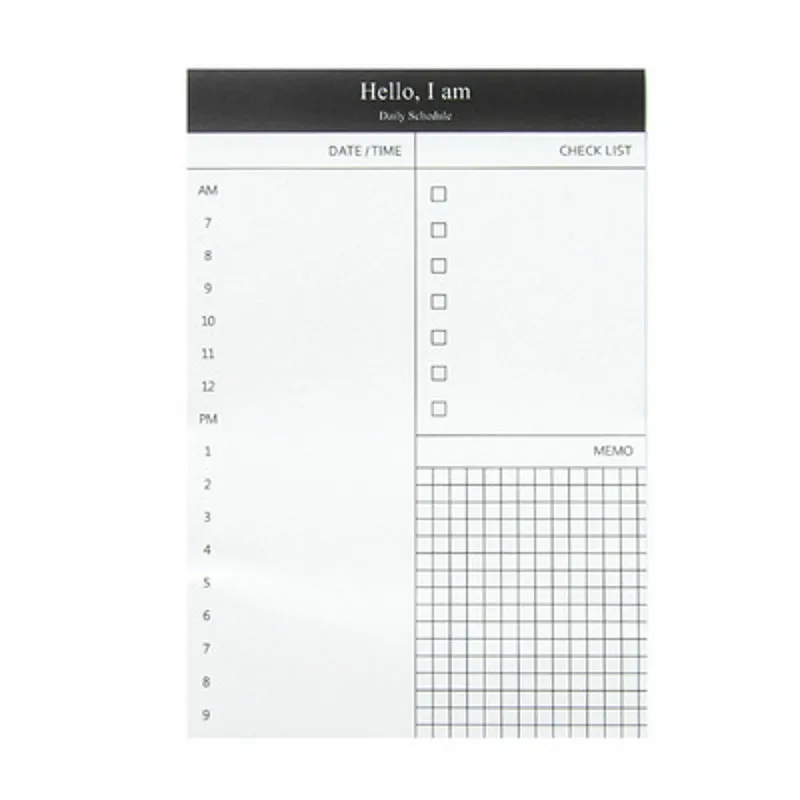 50Sheets/lot Creative Daily Schedule Memo Pad To Do List Message Sticky Note Planner Office School Supplies Notebook Stationery
50Sheets/lot Creative Daily Schedule Memo Pad To Do List Message Sticky Note Planner Office School Supplies Notebook Stationery