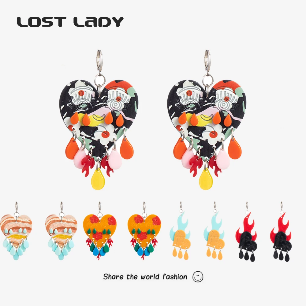 Lost Lady New Fashion Face Graffiti Heart Drop Earrings Women's Tassel Pendant Earrings Jewelry Accessories Party Gift for Girls
Lost Lady New Fashion Face Graffiti Heart Drop Earrings Women's Tassel Pendant Earrings Jewelry Accessories Party Gift for Girls