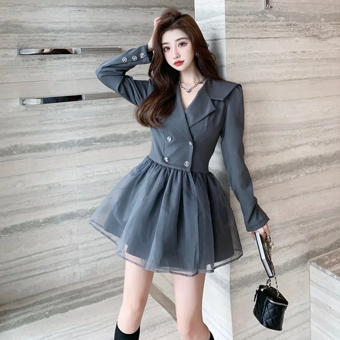 Mesh Suit and Dress Women's Early Autumn New Black Waist A- Long Sleeve Fashionable Skirt
Mesh Suit and Dress Women's Early Autumn New Black Waist A- Long Sleeve Fashionable Skirt