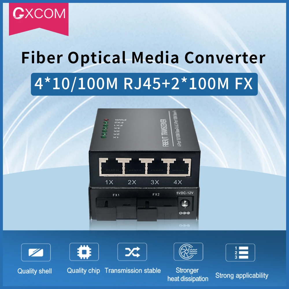 10/100 м переключатель скорости Ethernet преобразователь 25 км 2*100 FX и 4*100 Мбит/с Tx порт RJ45