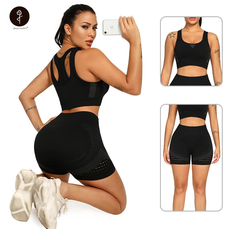 2 Piece Set Hollow Out Yoga Suit Women Quality Elasticity Sport Underwear High Wasit Hip Lift Fitness Shorts Gym Roupas Feminina
2 Piece Set Hollow Out Yoga Suit Women Quality Elasticity Sport Underwear High Wasit Hip Lift Fitness Shorts Gym Roupas Feminina