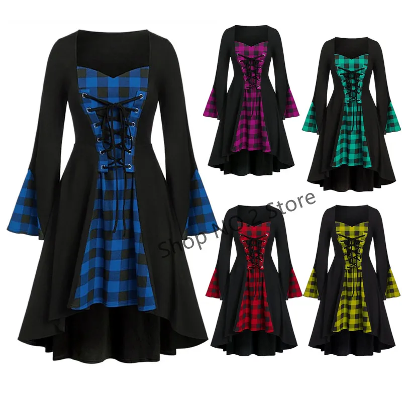Cool Gothic Dresses 5XL Lace Up Women Patchwork Vestidos Ladies Long Flare Sleeve Halloween Cosplay Witch Dresses
Cool Gothic Dresses 5XL Lace Up Women Patchwork Vestidos Ladies Long Flare Sleeve Halloween Cosplay Witch Dresses