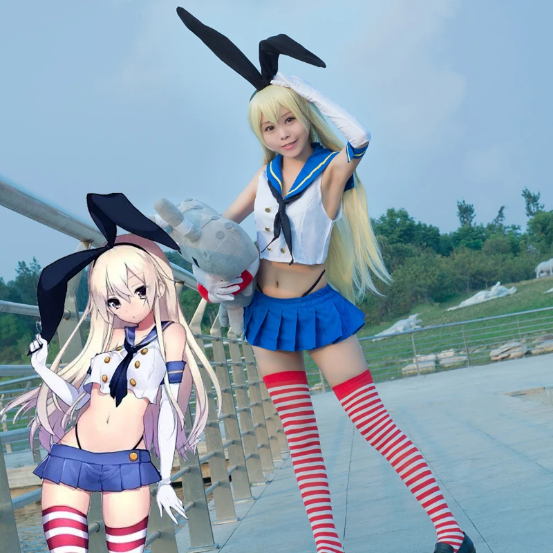 Kantai Collection Cosplay Costume Cute Girl JK Shimakaze Lolita Uniform Sailor Suit Socks Top skirt Tie headwear gloves thong
Kantai Collection Cosplay Costume Cute Girl JK Shimakaze Lolita Uniform Sailor Suit Socks Top skirt Tie headwear gloves thong