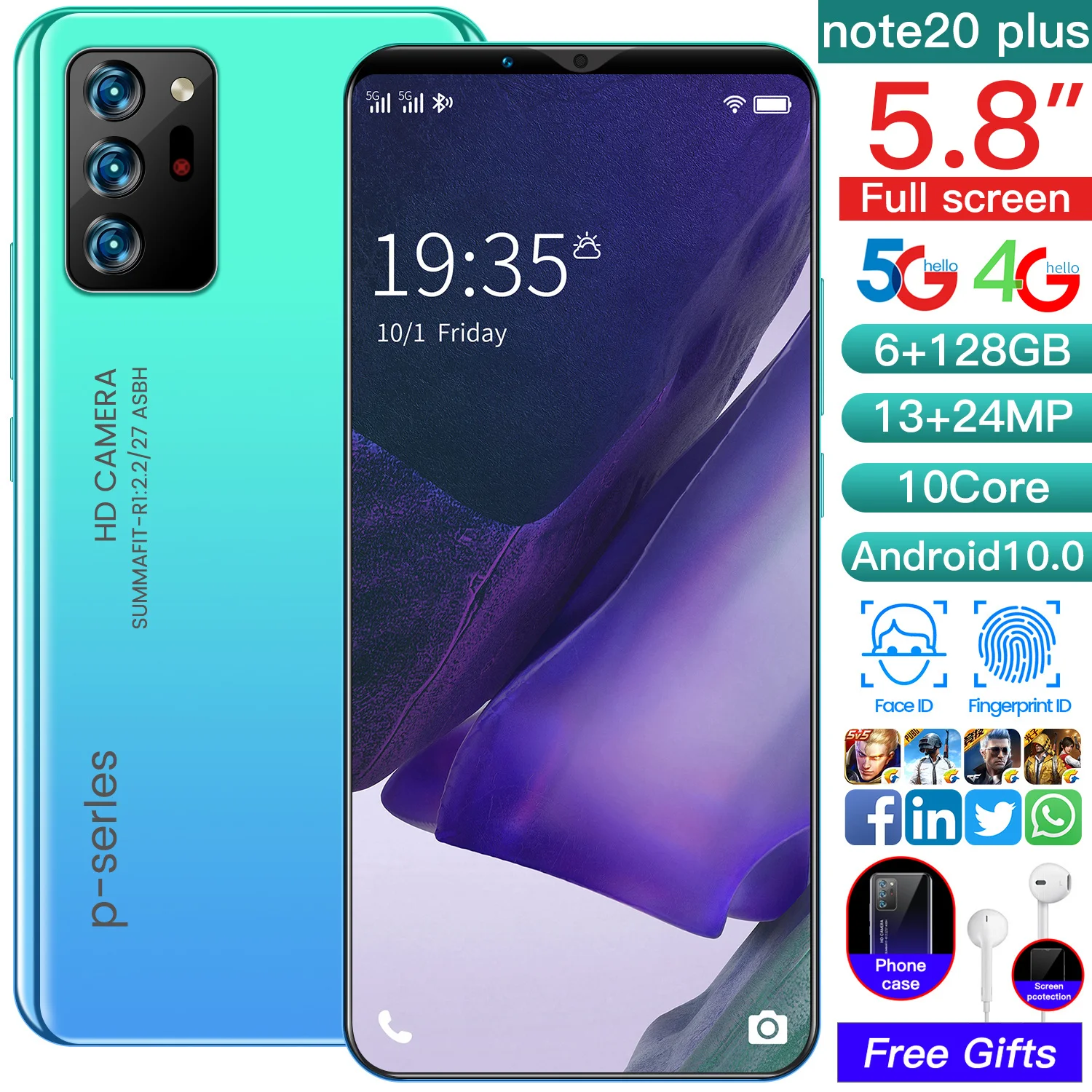 Note20 Plus 4800mAh Andriod Phone Global Version 2021 Andriod 10 Face Fingerprint ID 64GB/128GB 5.8 Inch Mobile Phone MTK6799
Note20 Plus 4800mAh Andriod Phone Global Version 2021 Andriod 10 Face Fingerprint ID 64GB/128GB 5.8 Inch Mobile Phone MTK6799