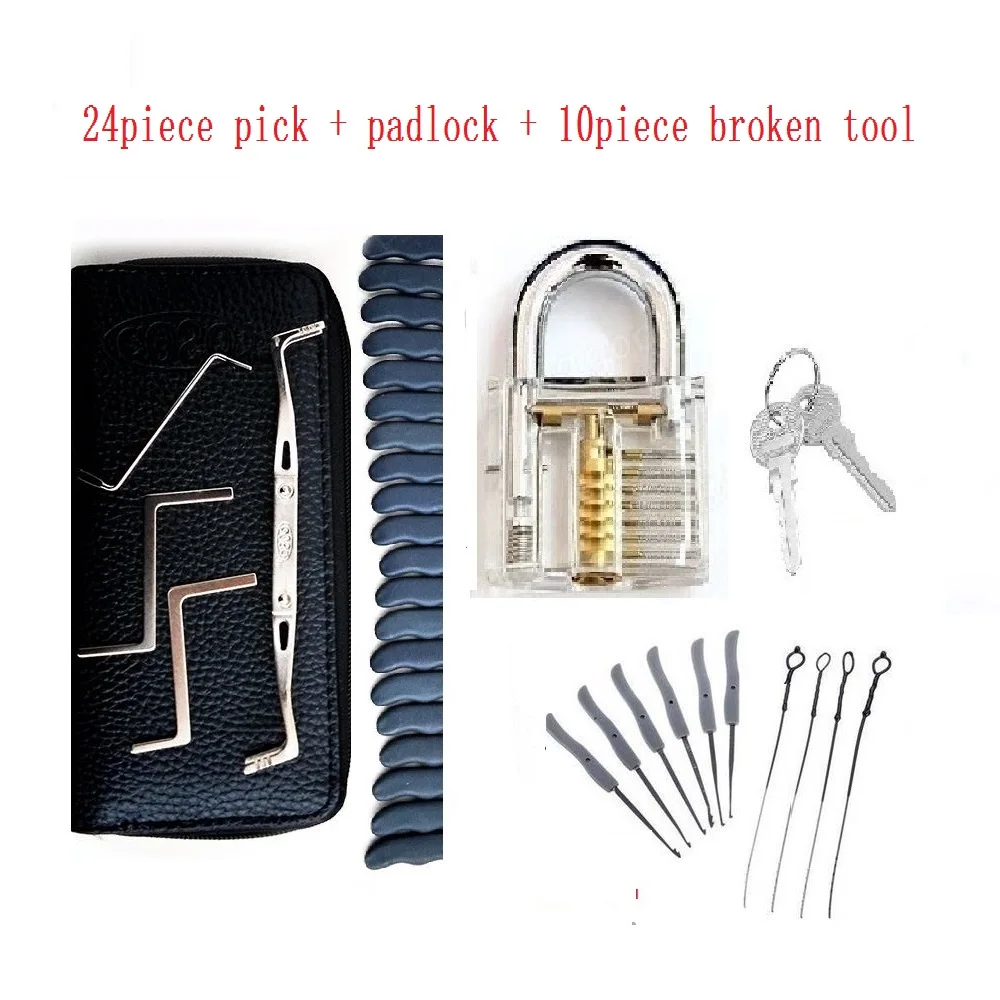 

Transparent Visible Pick Cutaway Practice Padlock Lock With Broken Key Removing Hook Kit Extractor Set Locksmith Wrench Tool