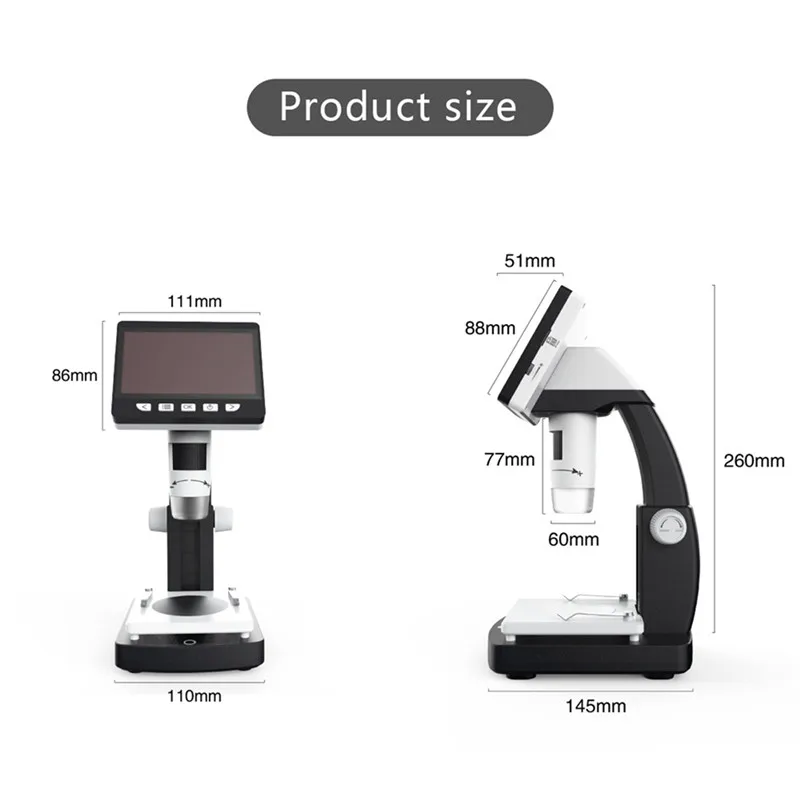 1000X Digital Microscope 4.3 inches HD 1080P Portable Desktop LCD Digital Microscope 2048x1536 Resolution Object Height G710
1000X Digital Microscope 4.3 inches HD 1080P Portable Desktop LCD Digital Microscope 2048x1536 Resolution Object Height G710