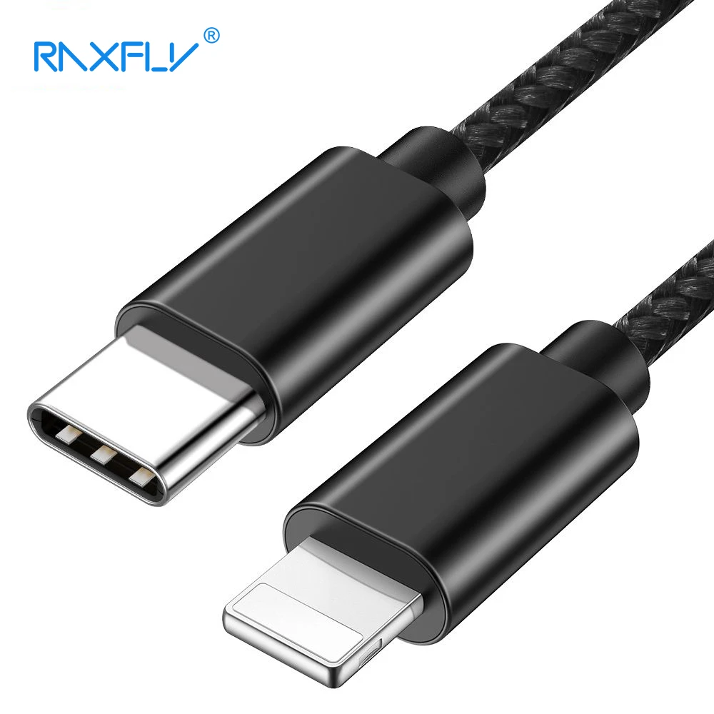 Кабель зарядный RAXFLY с разъемом USB Type C и Lightning для iPhone XS Max XR X 8 7 6 6s Plus|Кабели