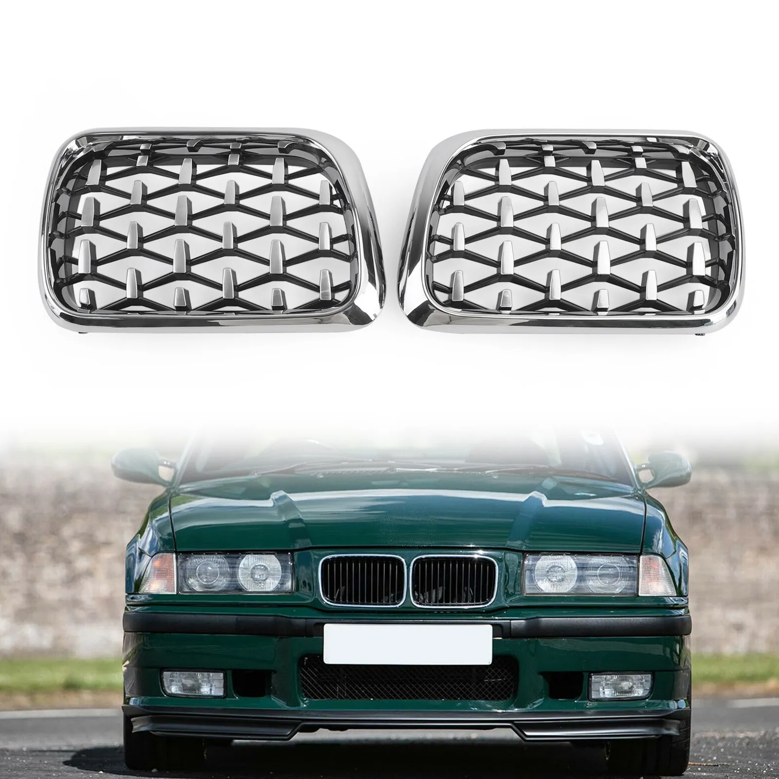 Areyourshop Meteor Chrome Front Kidney Grill Mesh Grille Fit For BMW E36 1997 19998 1999 3 Series 51138122237 51138122238 Car
Areyourshop Meteor Chrome Front Kidney Grill Mesh Grille Fit For BMW E36 1997 19998 1999 3 Series 51138122237 51138122238 Car