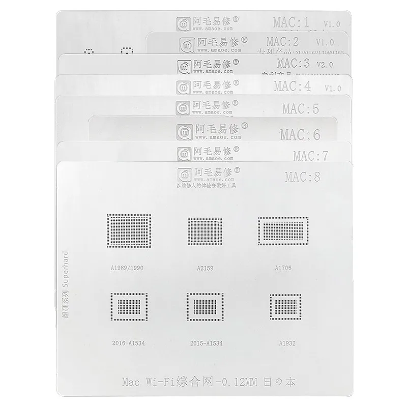 Трафарет для реболлинга MACBOOK MAC Pro, A2159, A1706, A1707, A1534, USB-зарядка, IC CPU/RAM, SSD, DDR, Wi-Fi, A1989, A1932, BGA, MAC1-8
Трафарет для реболлинга MACBOOK MAC Pro, A2159, A1706, A1707, A1534, USB-зарядка, IC CPU/RAM, SSD, DDR, Wi-Fi, A1989, A1932, BGA, MAC1-8