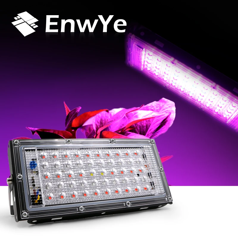 EnwYe 50 Вт Светодиодная лампа для выращивания растений AC 220 В прожектор теплиц