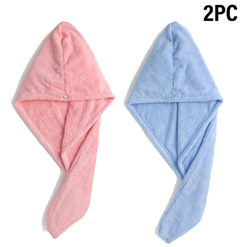 

2pc Hair towel Various color options turban for drying hair microfiber Towels BathroomHat Home Textile Microfiber Solid Quickly