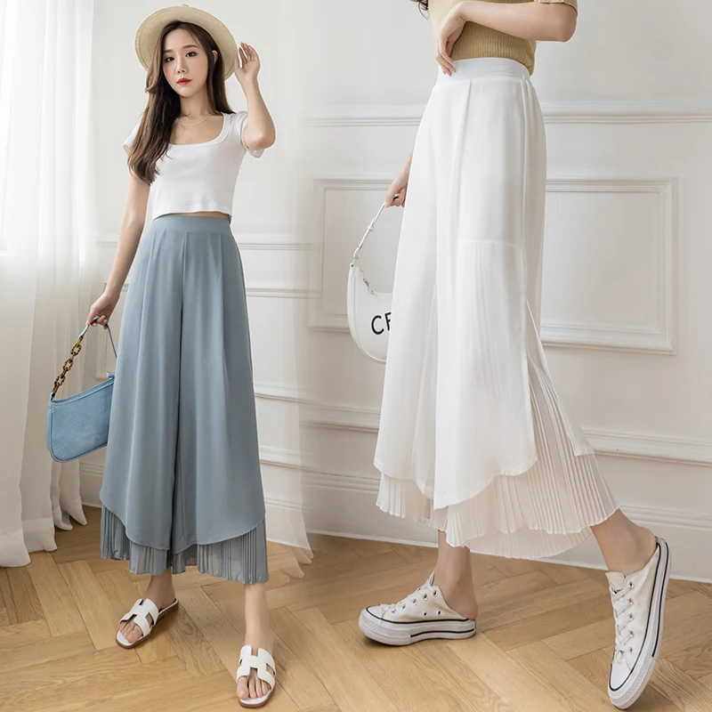 Chiffon Wide-Legged Pants Women Summer Casual Loose Fake Two Piece Pants Skirt 2021 Fashion Beach Pants Female
Chiffon Wide-Legged Pants Women Summer Casual Loose Fake Two Piece Pants Skirt 2021 Fashion Beach Pants Female
